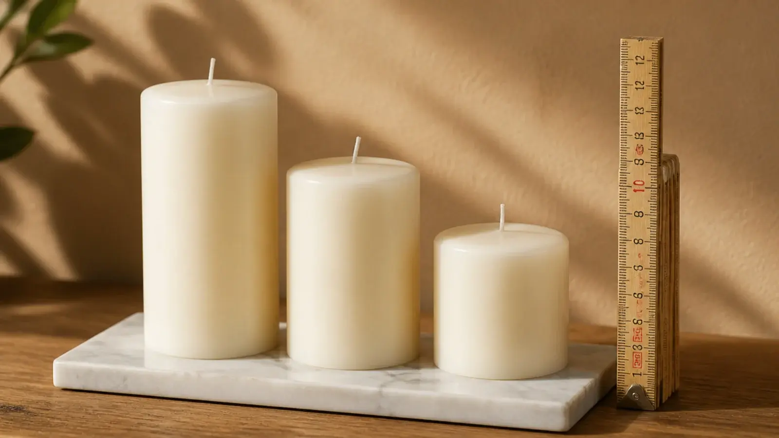 three ivory pillars standing at six four and three inch heights