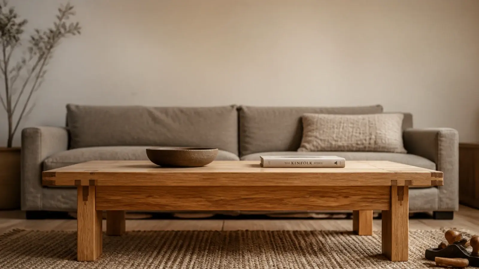 tall wooden center table living room build with oiled top and square base