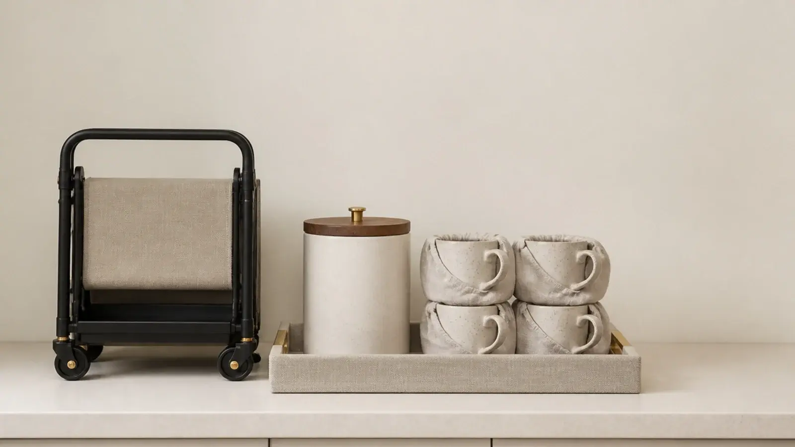 coffee bar pieces stacked ready to move out of an apartment