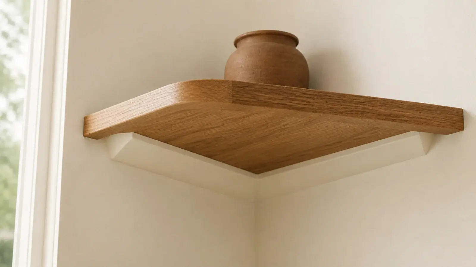 shelf brackets painted the wall color and visually disappearing