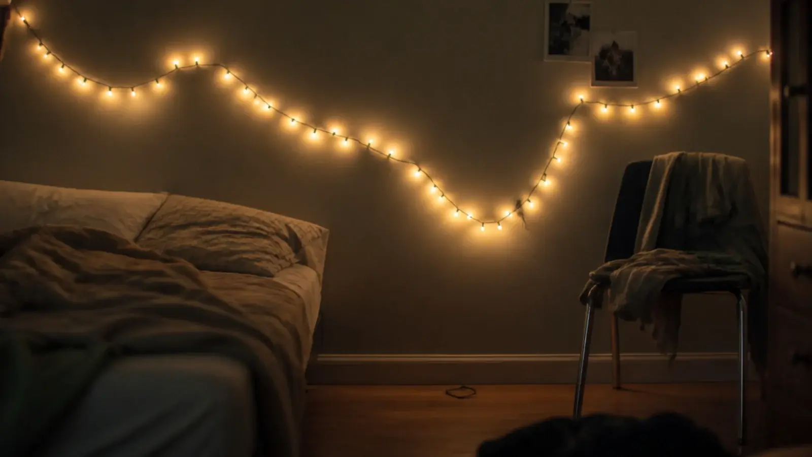 hanging fairy lights in bedroom gone wrong with a sagging wall run