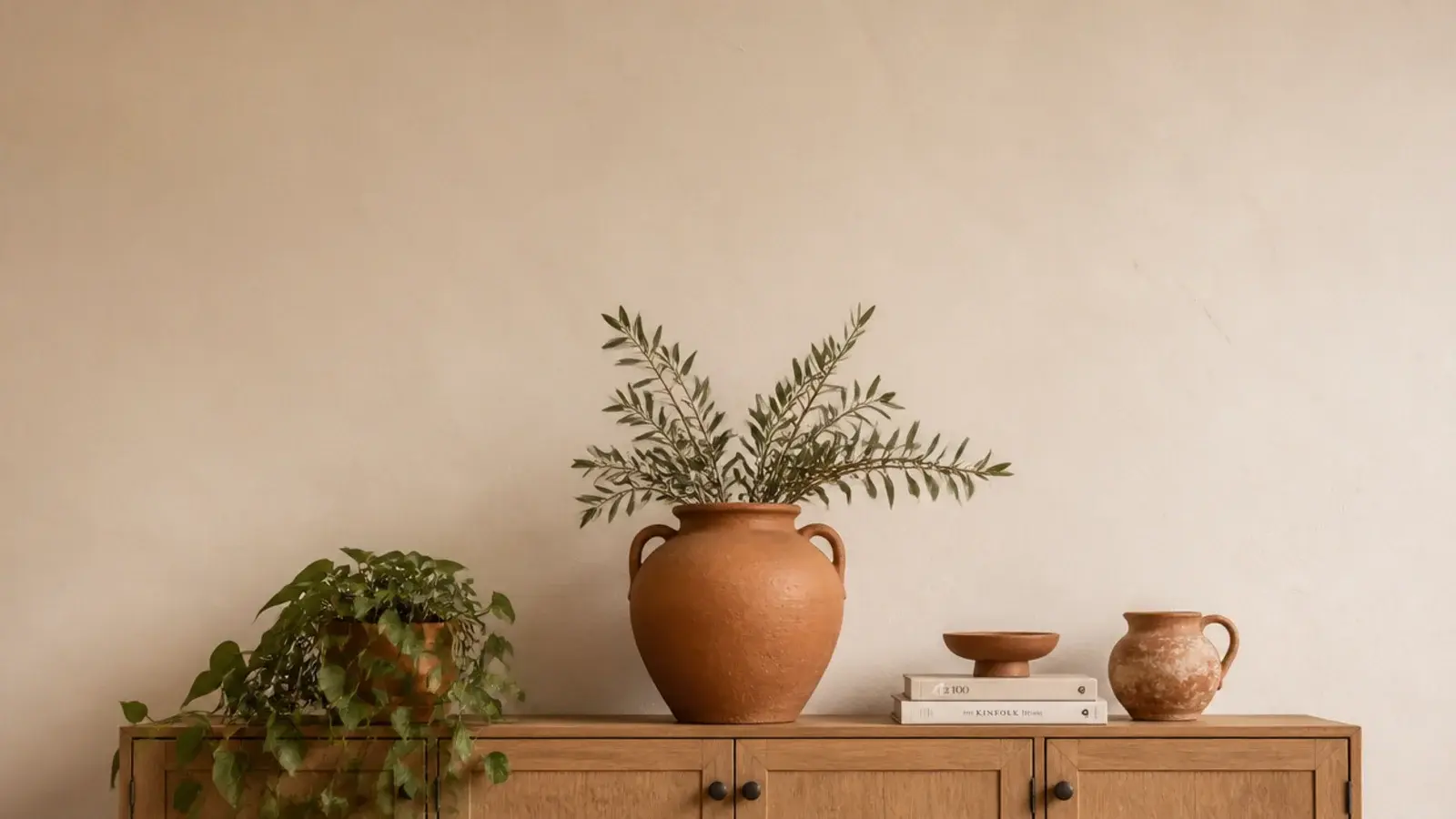vertical floating shelves before and after image of a calm restyled wall