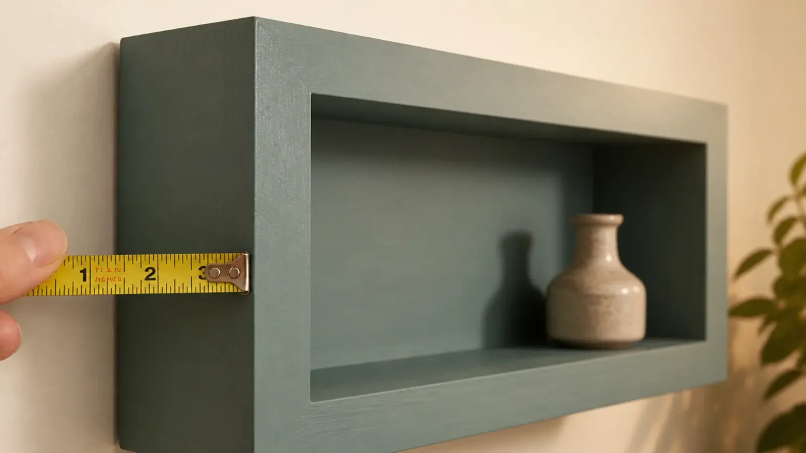 hollow box floating shelf showing a thick two inch front edge