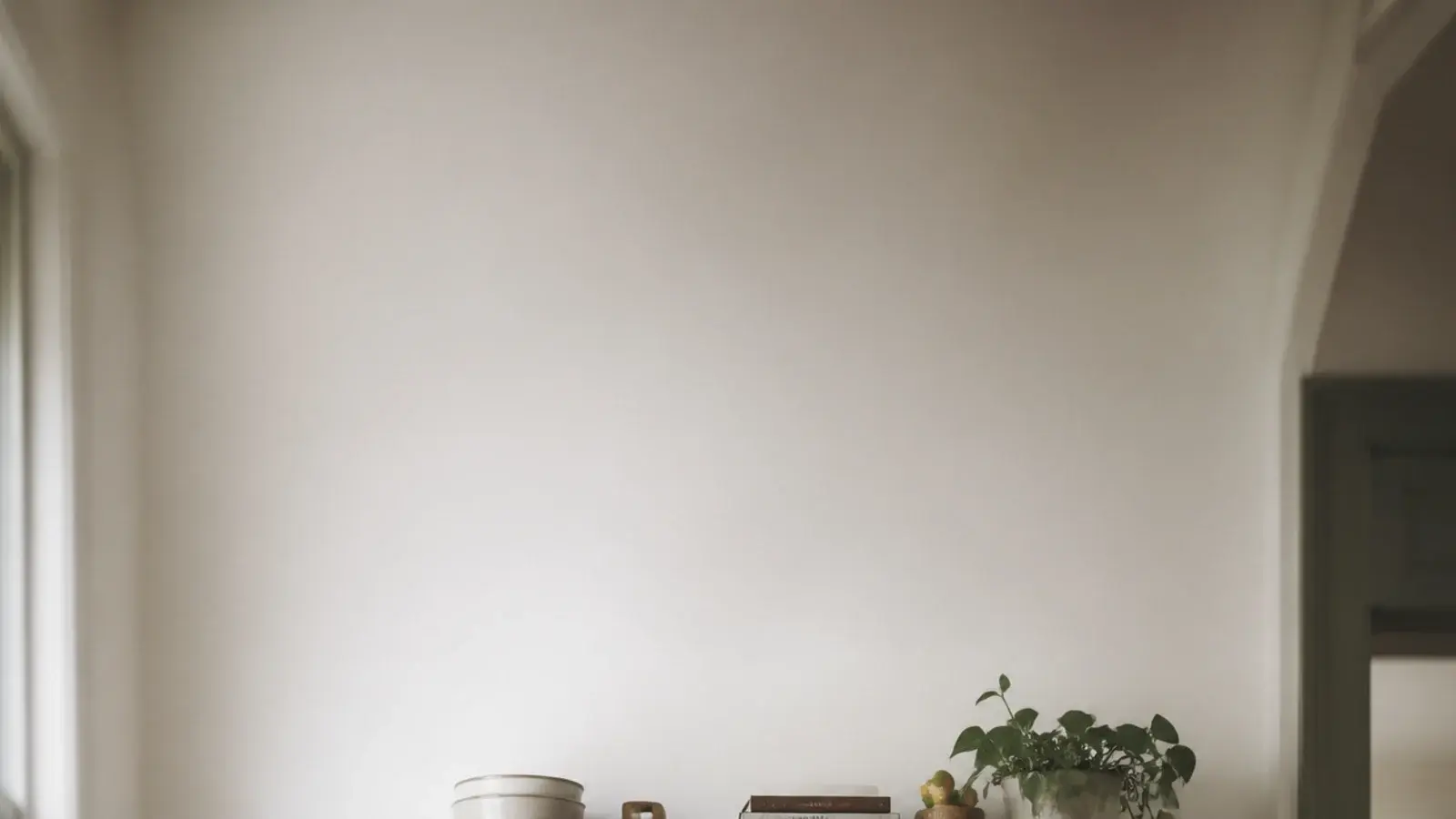 vertical image of kitchen shelves for small spaces above a compact counter
