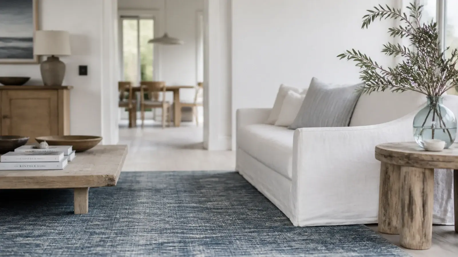 washed indigo rug reading softer than a flat navy would