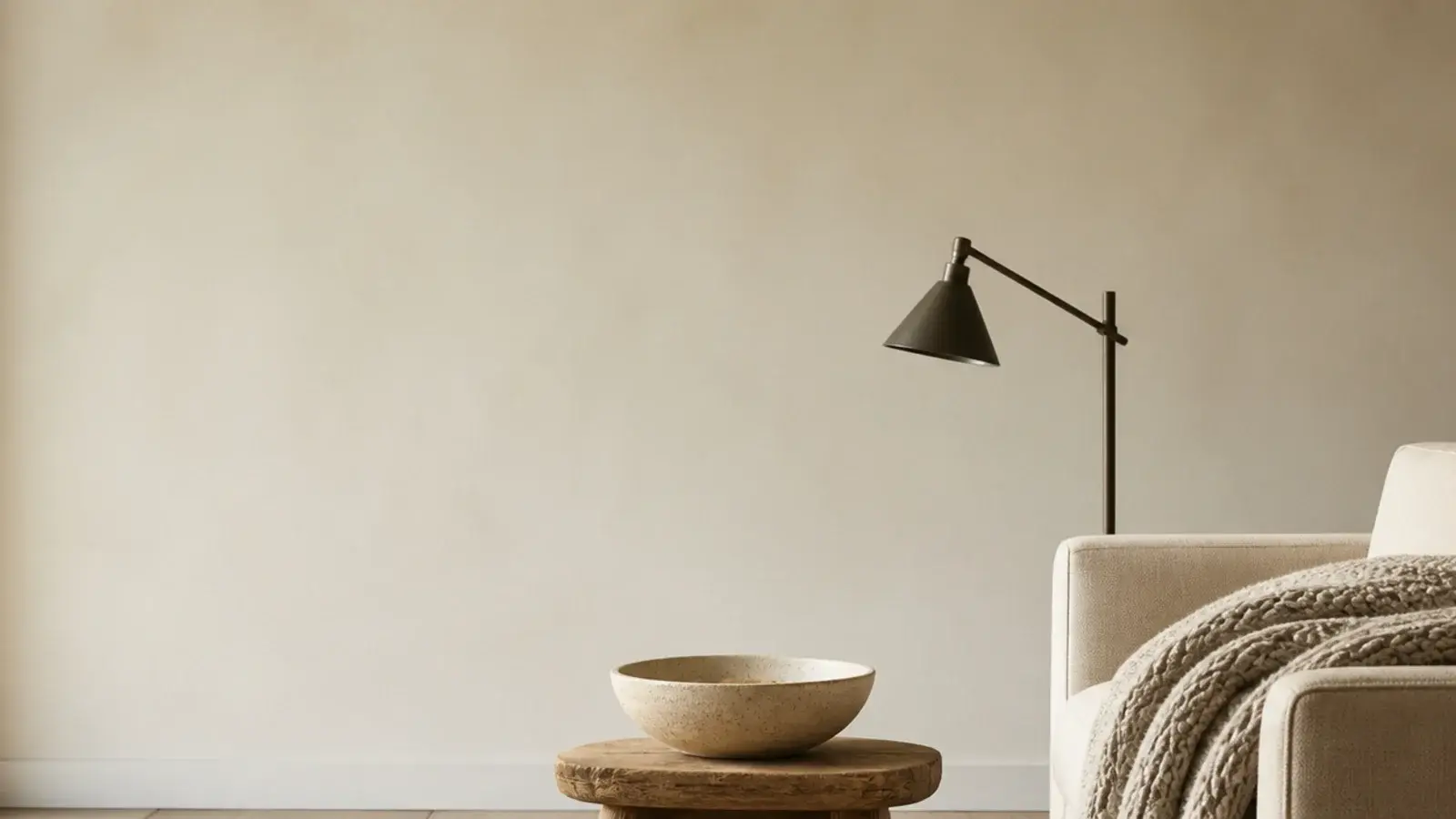 tall view of dark rugs in a living room against light washed oak