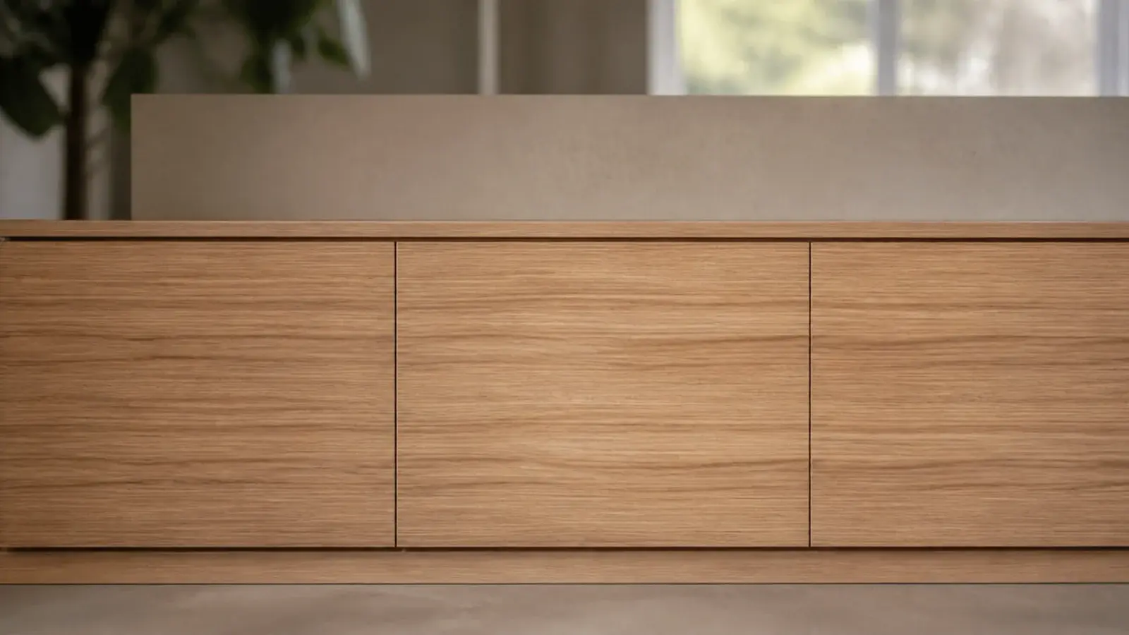 cabinet doors with grain running consistently across the whole run