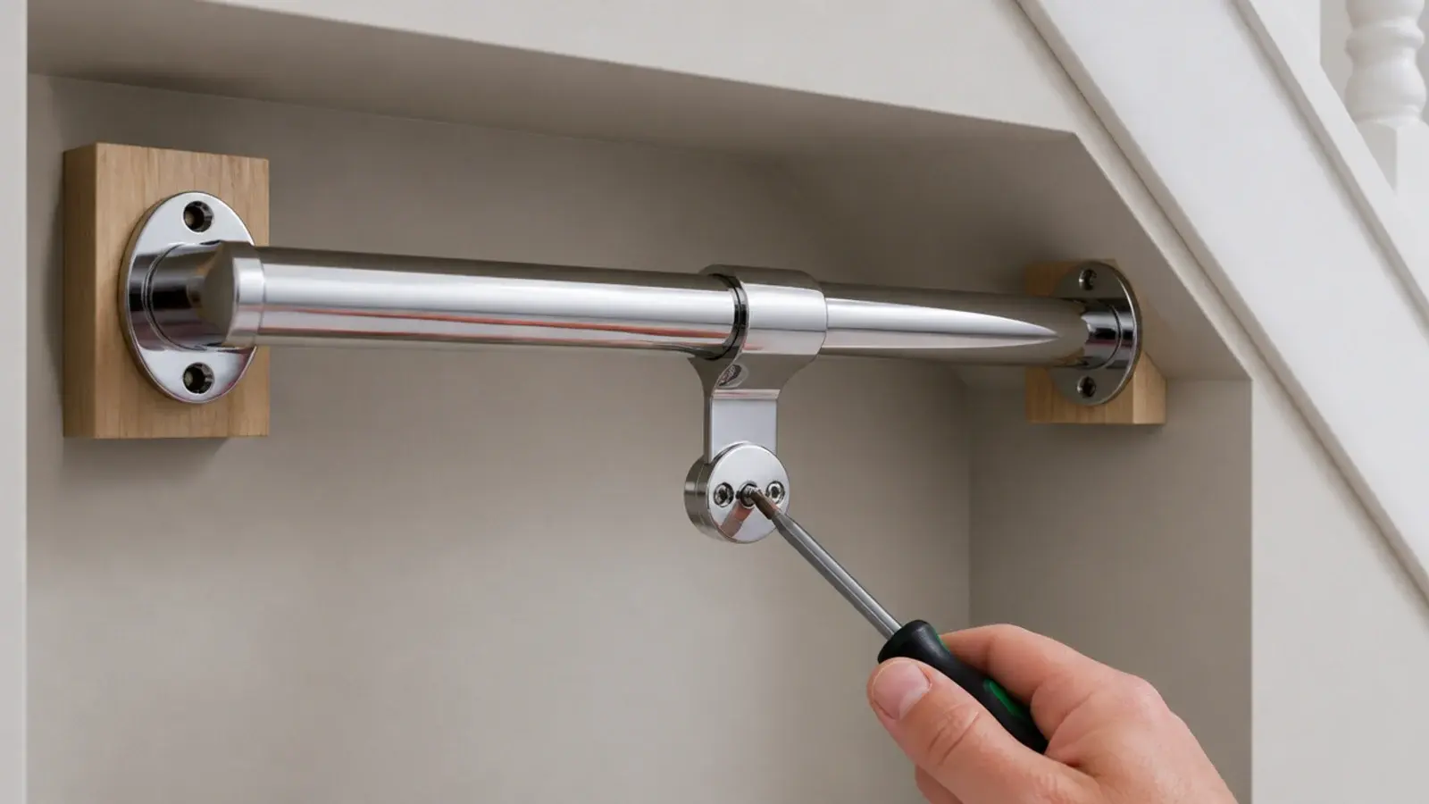 centre support bracket fitted under a long coat rail run