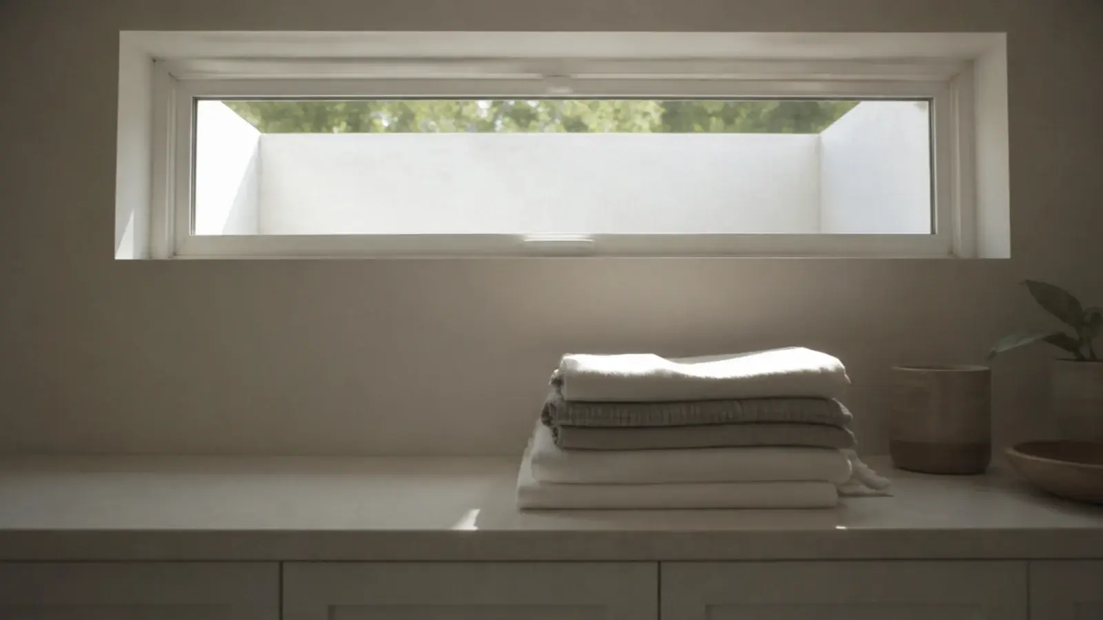small high cellar window above a worktop with a whitened light well