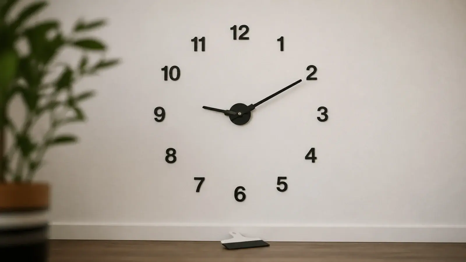 vinyl decal numerals applied around a small central clock unit