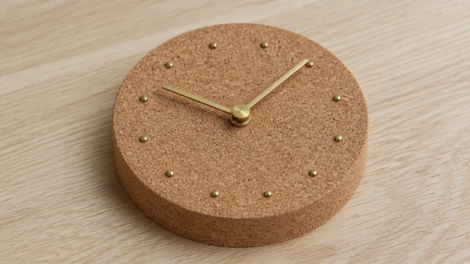 thick cork round used as a soft textured clock face