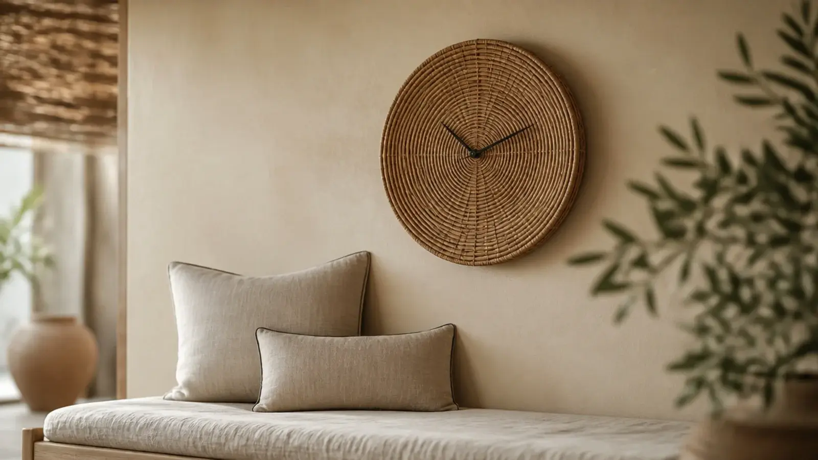 woven rattan charger plate turned into a large light clock