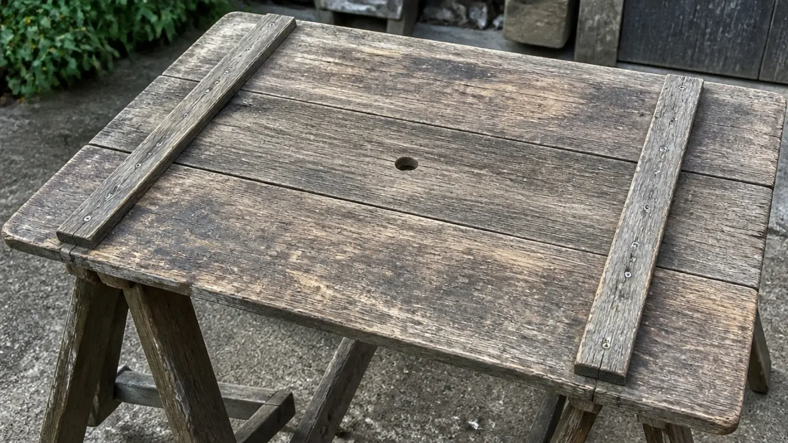 three reclaimed boards joined into a square plank clock face