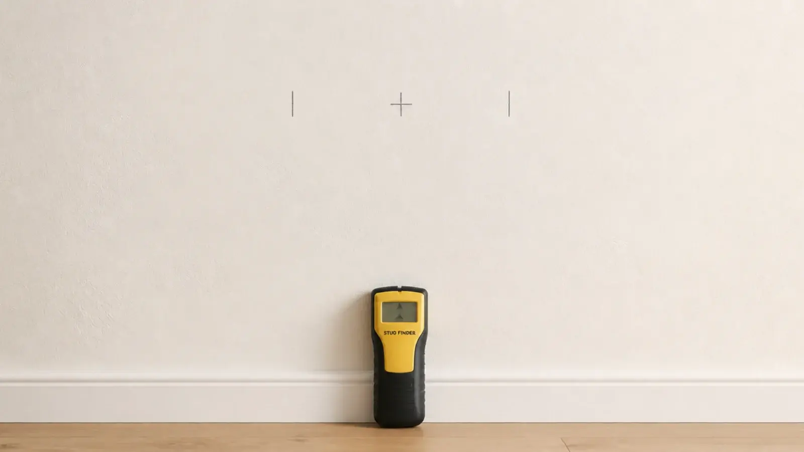 pencil marks showing both edges of a stud on bare plaster