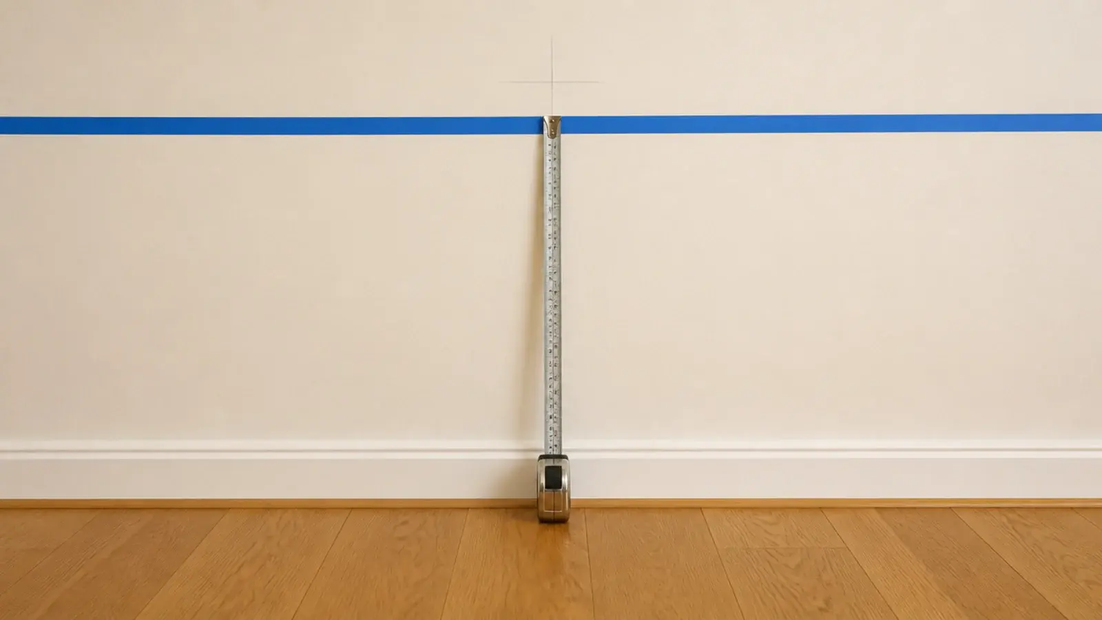 tape measure running from the floor to a marked centre line