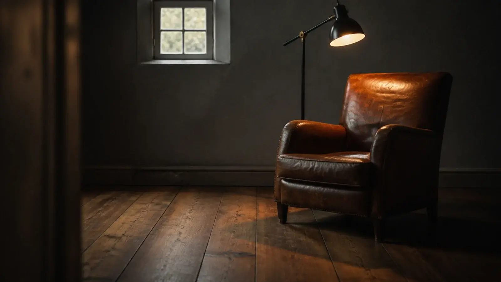 warm brown oak boards in a small dim room that grey would flatten