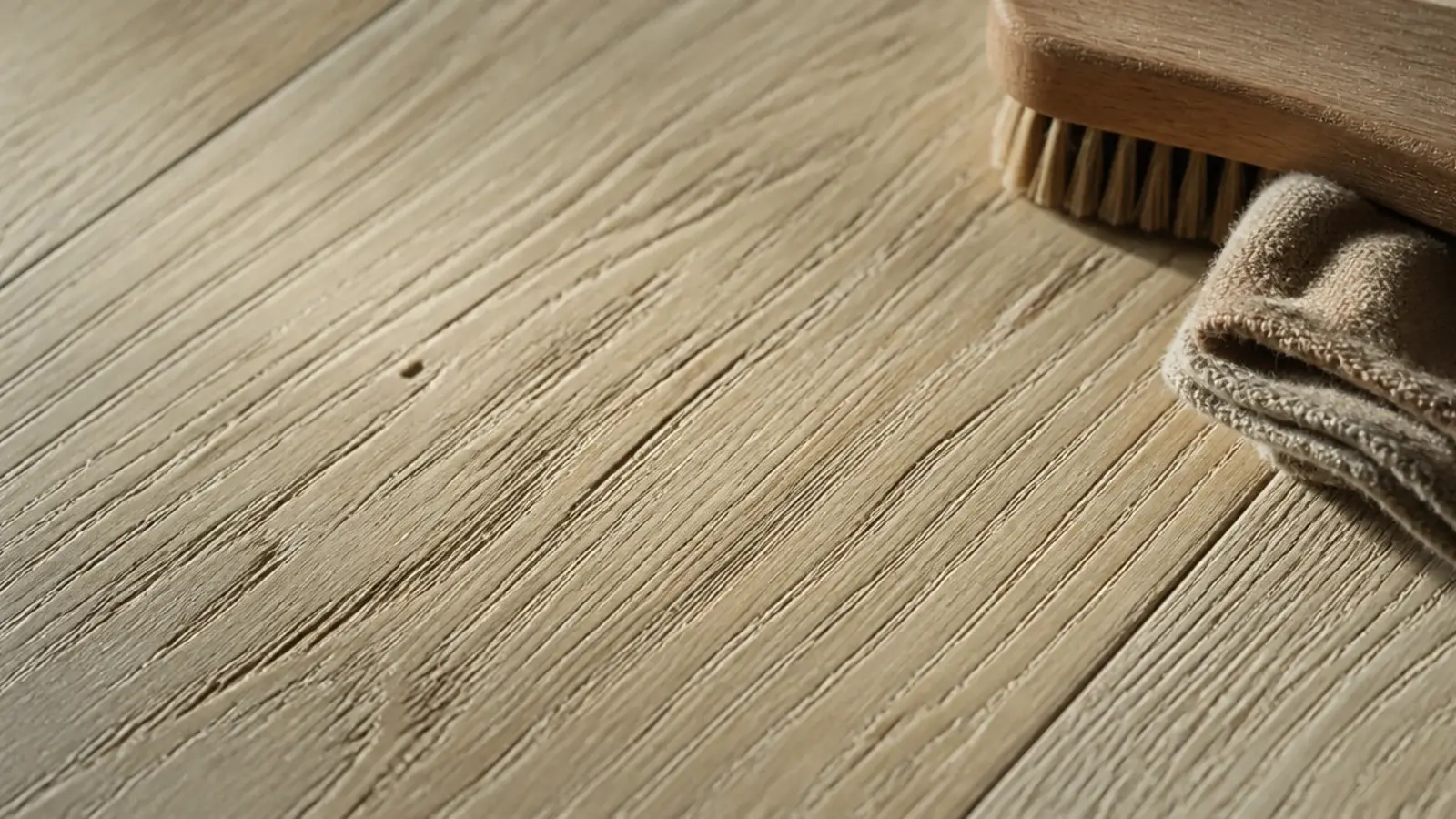 brushed pale oak where scratches fall into the open grain grooves