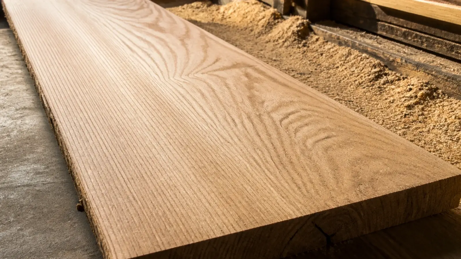 live sawn plank carrying straight grain and cathedral figure in one board