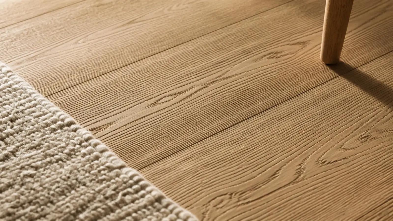 brushed oak wooden flooring texture catching low light across open grain