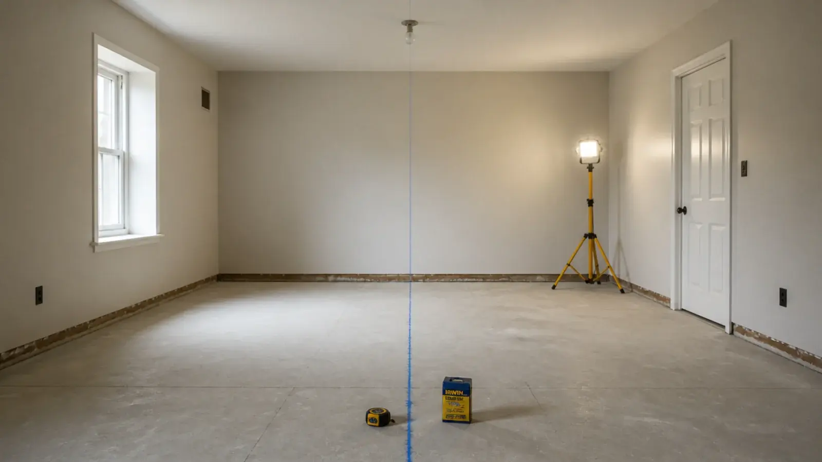 chalk line snapped down a room parallel to the longest wall