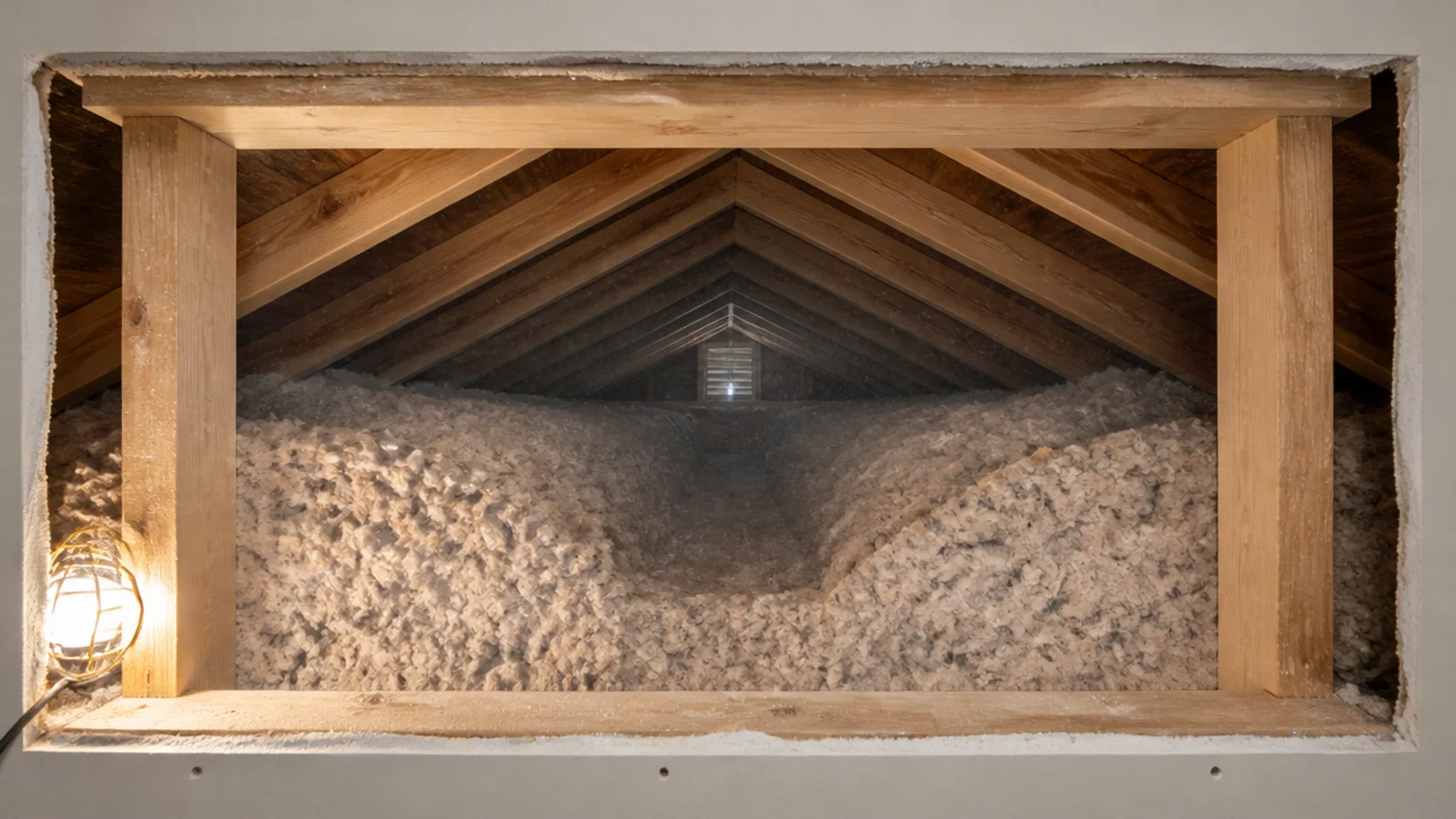 rafter bay opened up showing insulation with a clear air gap above