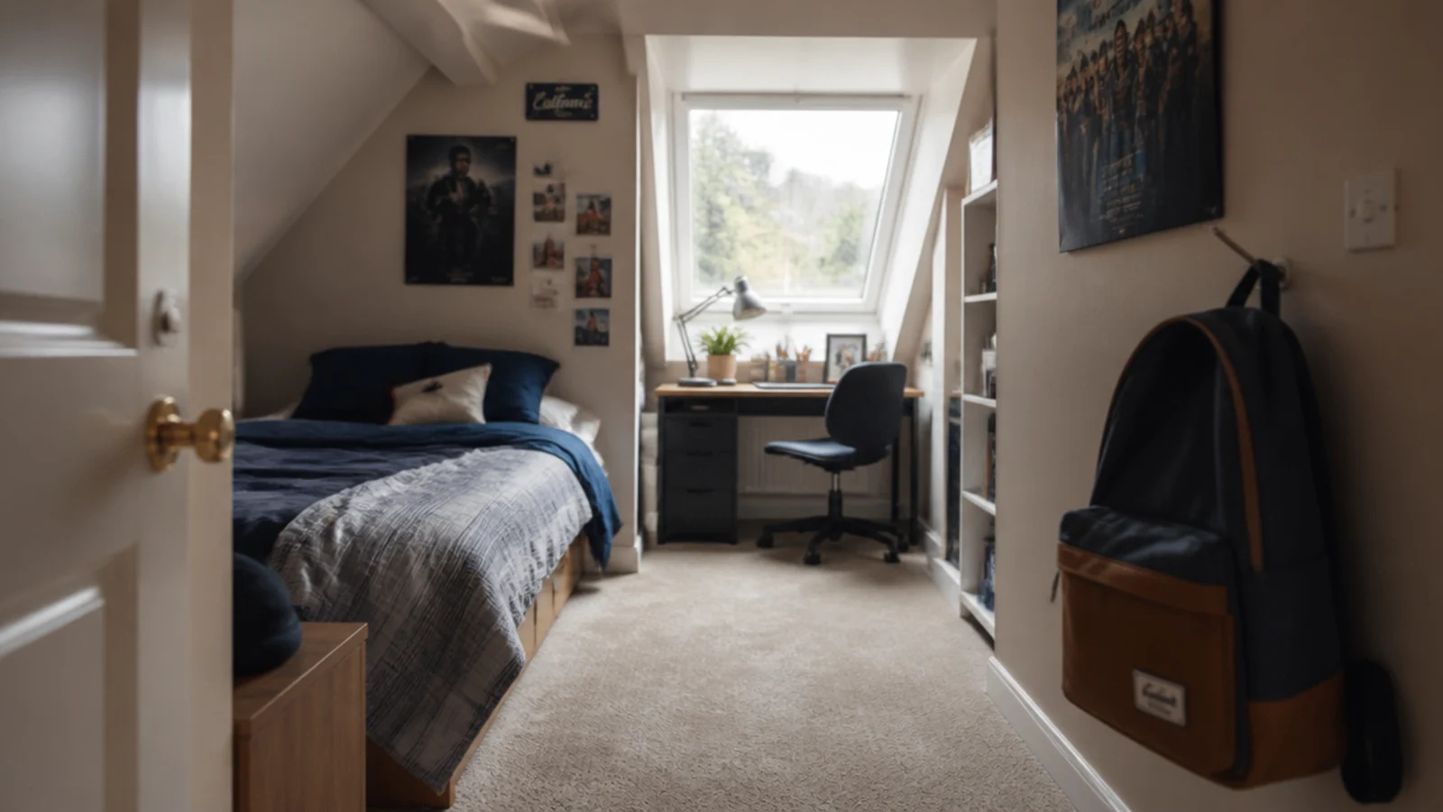 clear walking route running past a teenage attic bed to the door