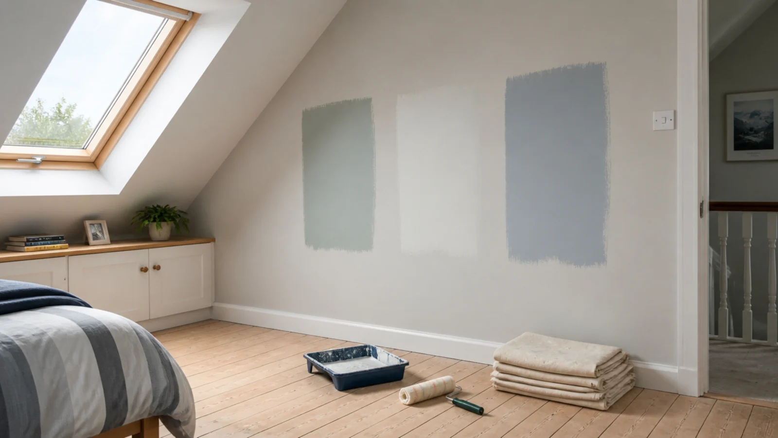 paint roller and tester pots ready for a teenage bedroom refresh