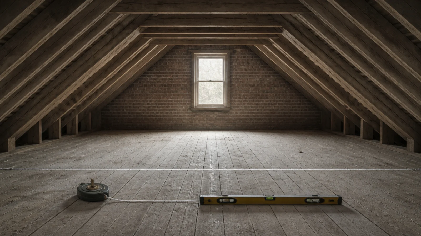 chalk lines drawn on loft boards marking five and seven foot heights