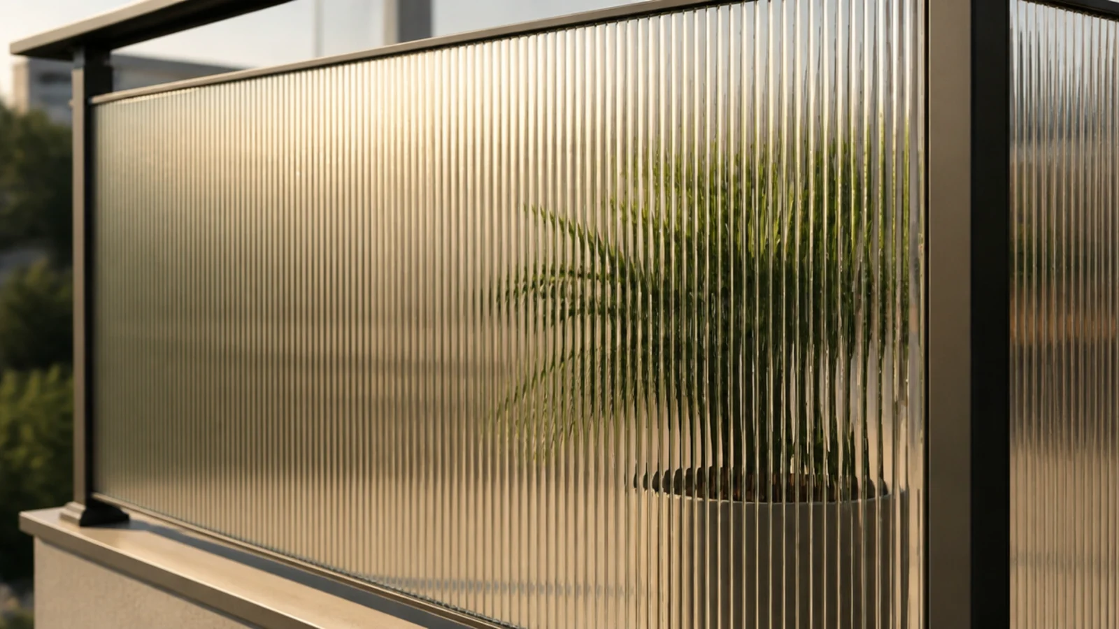 reeded privacy film applied to a glass balcony balustrade panel