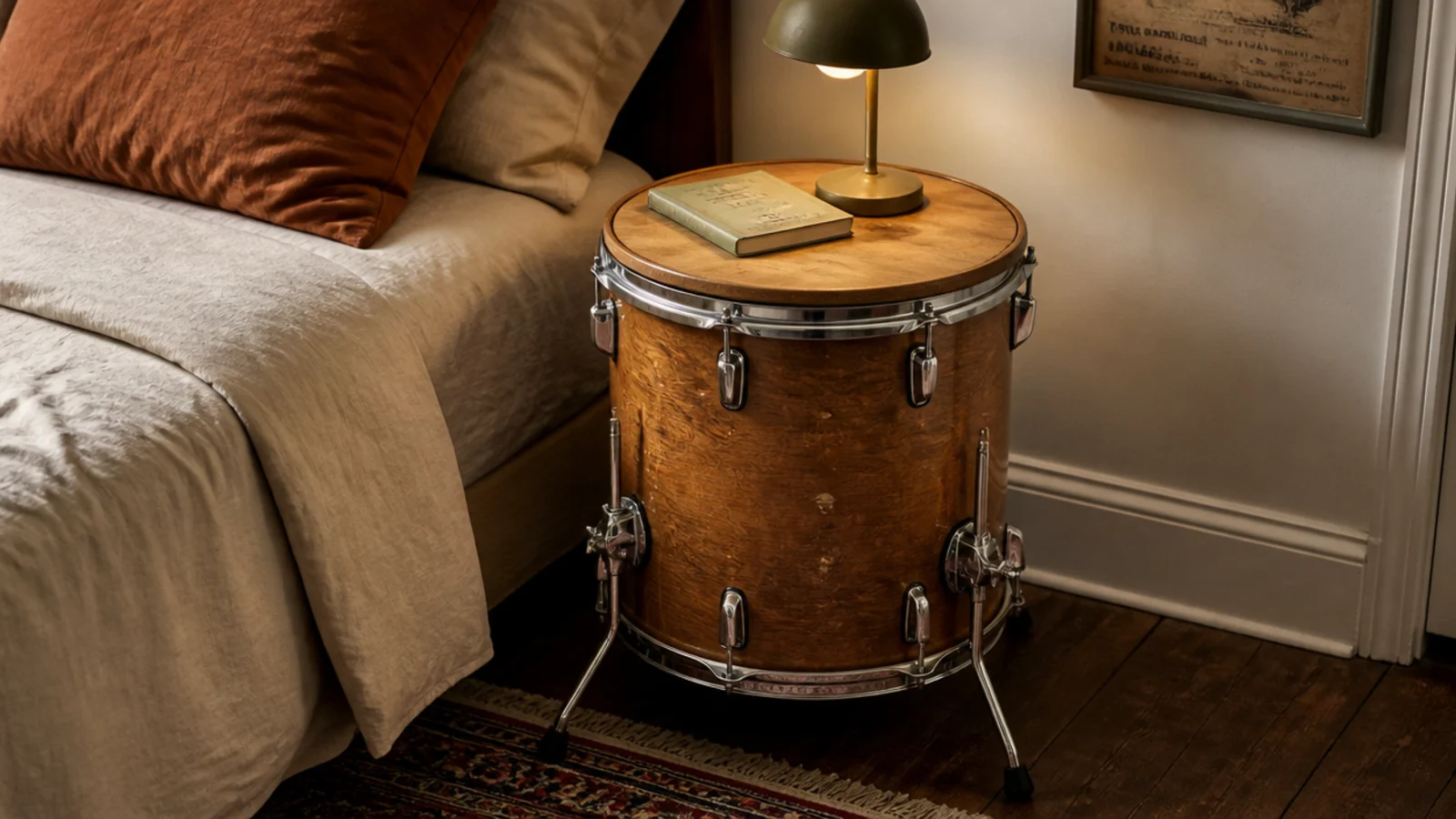 old floor tom drum with a round board across its head