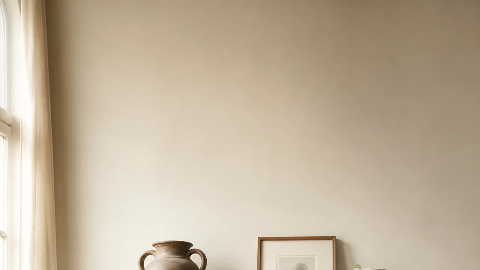 vertical bookshelf decor image with clay vessels books and trailing plant
