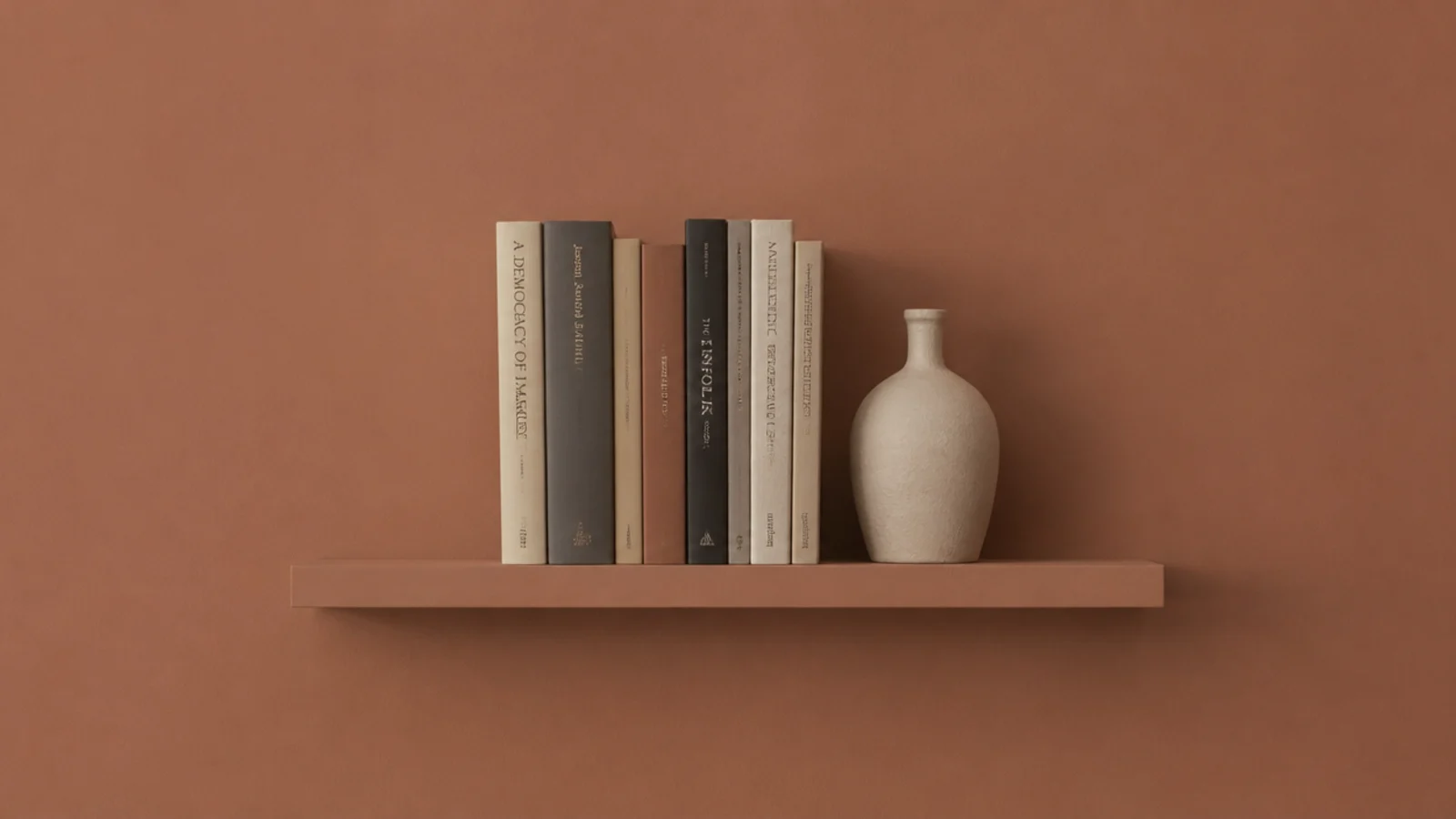 floating shelf painted the same shade as the wall behind it