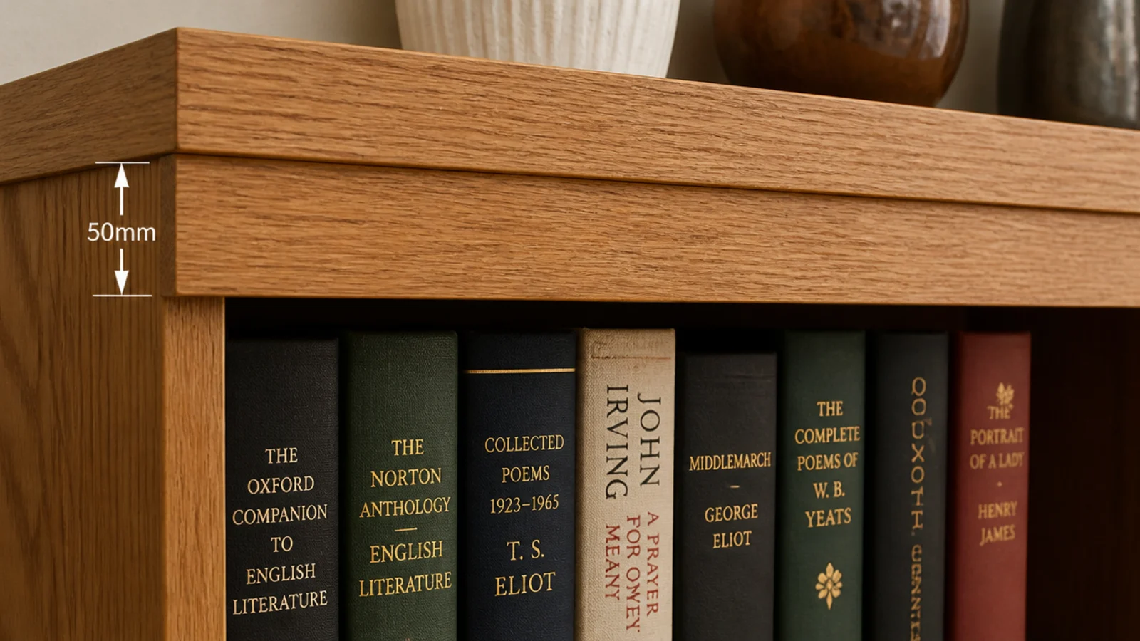 thin strip glued under the front edge of a shelf to stop it sagging