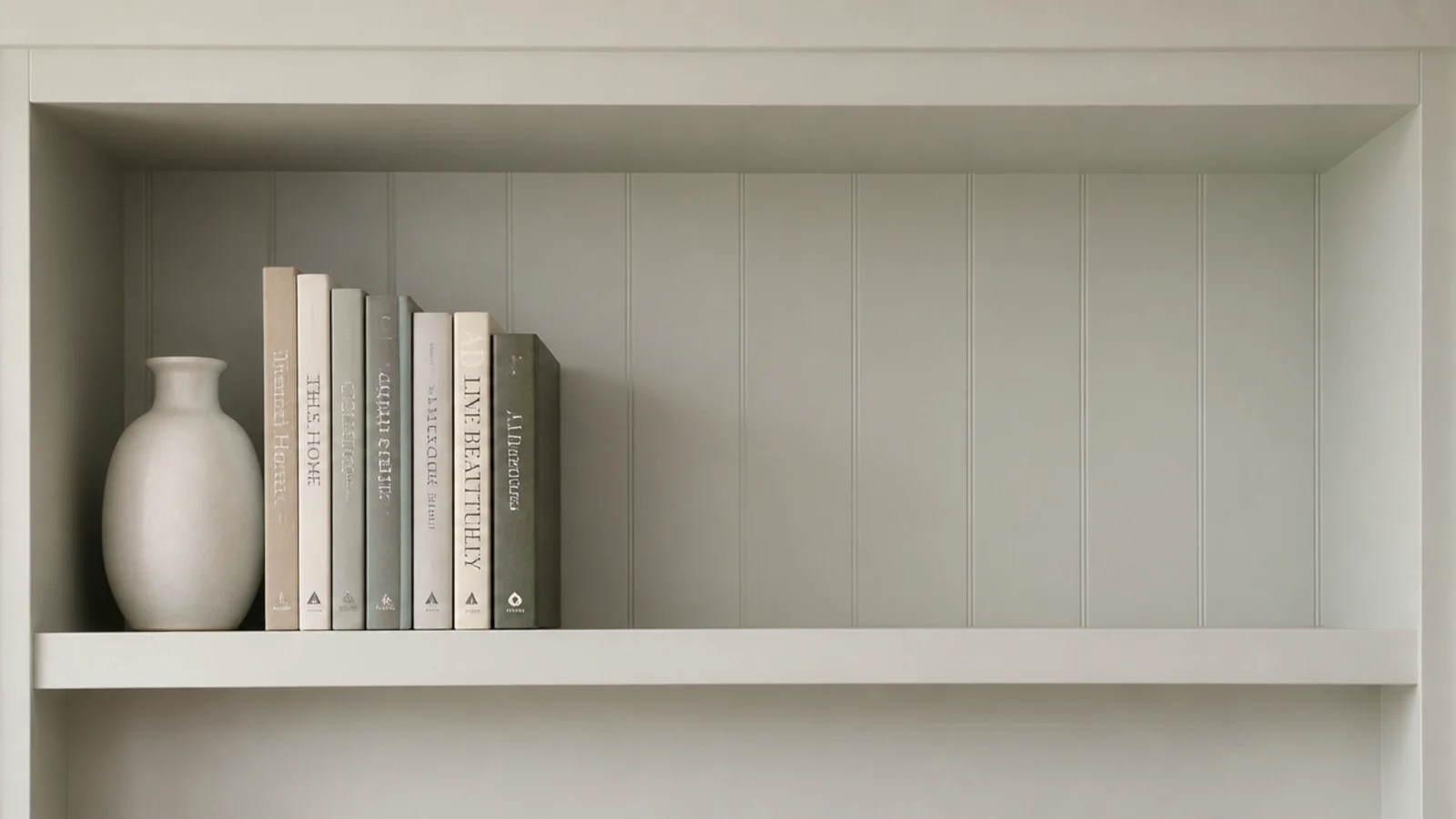 styled built in shelf with one third of its length left bare