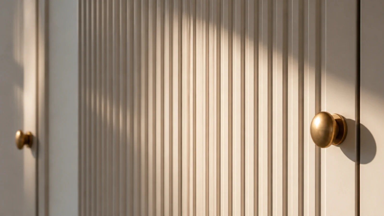 fluted vertical detail on cabinet doors inside living room built-ins