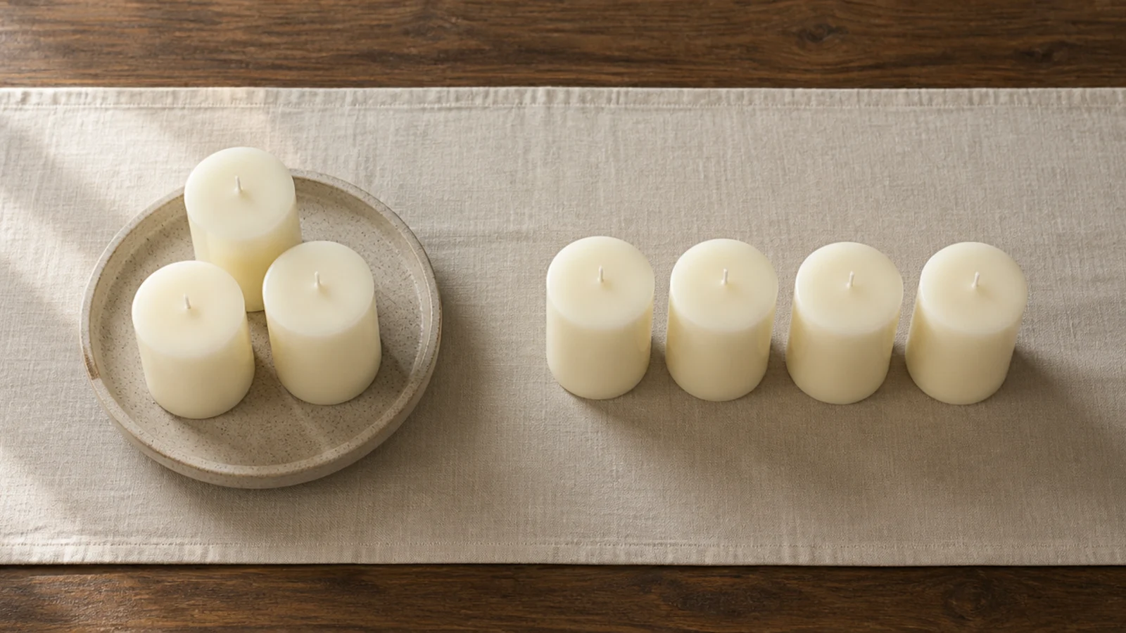 three candles grouped beside four candles showing why odd numbers work