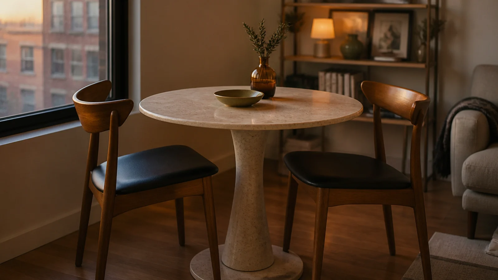 pedestal center table with one central column and a wide foot