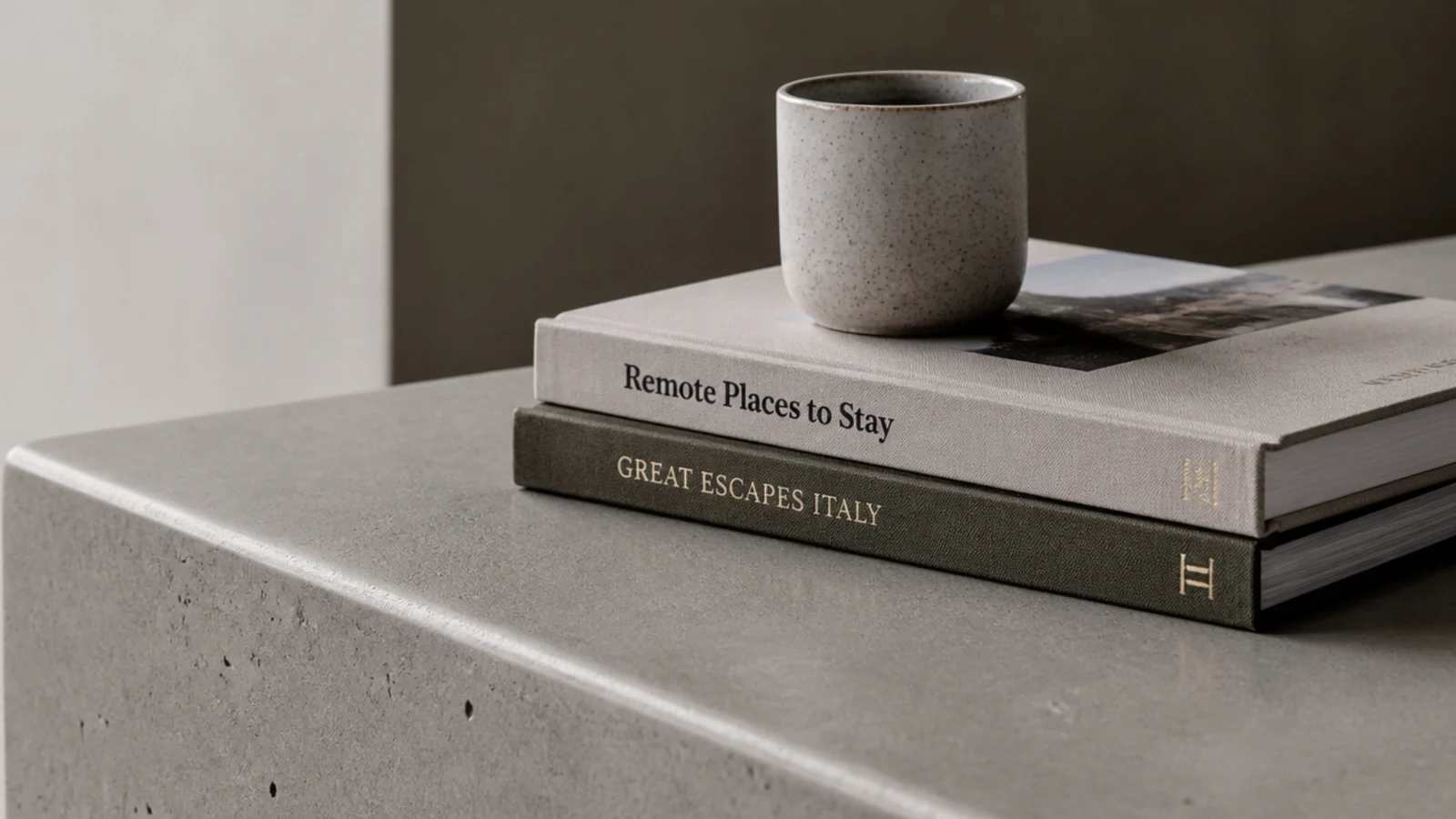 grey cast concrete table top showing fine air bubbles and soft edges