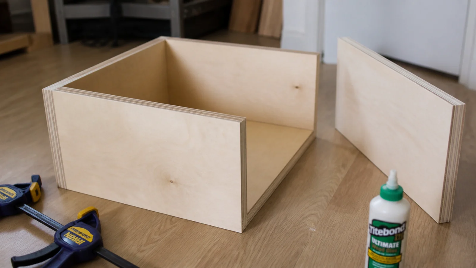 birch plywood plinth panels part assembled showing layered edges