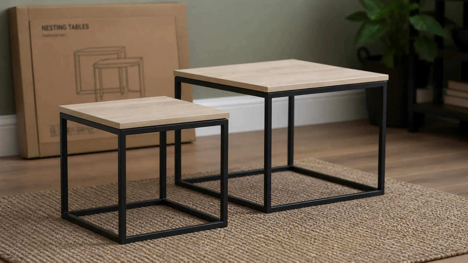 two steel nesting frames of different sizes with tops fitted