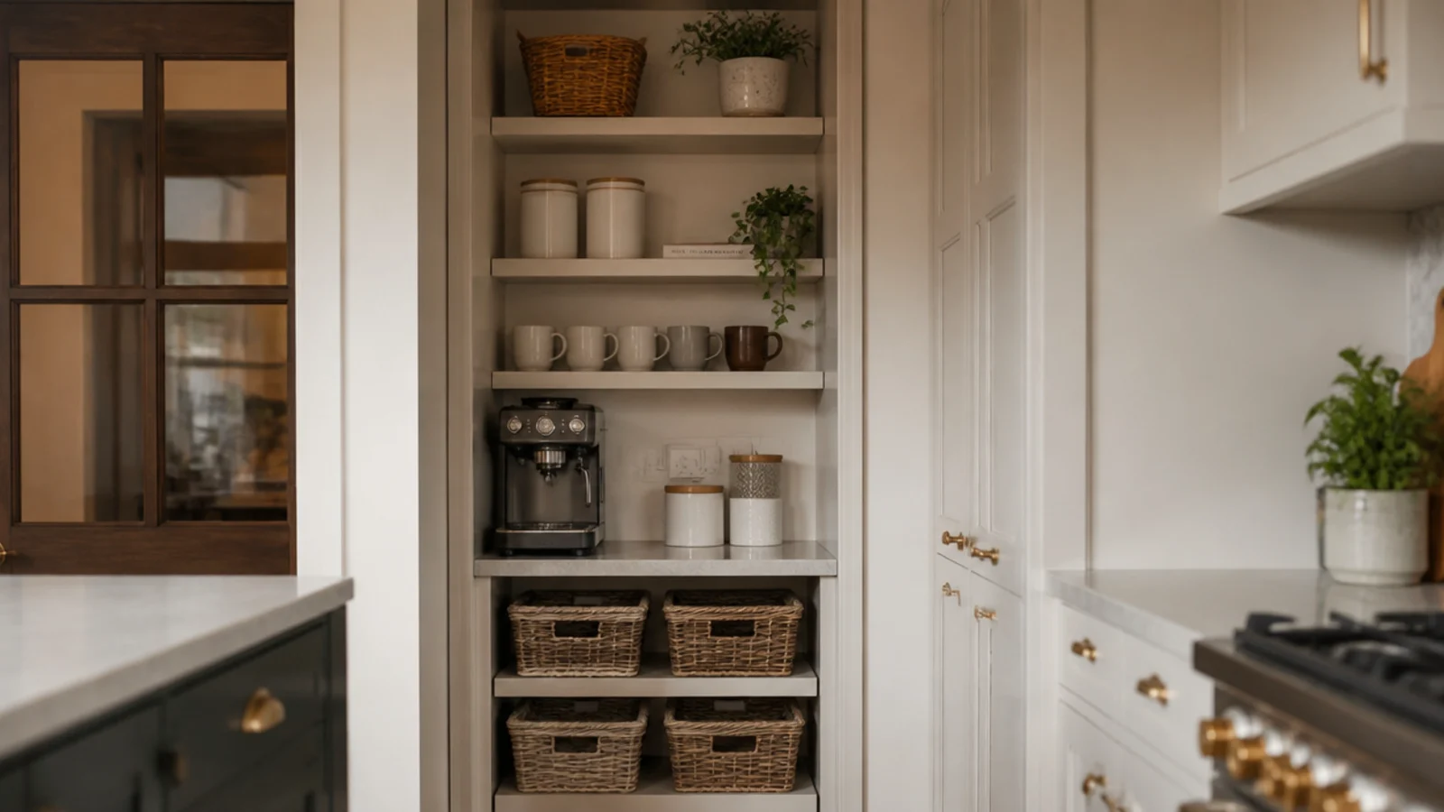 former fridge alcove converted into a full height coffee nook
