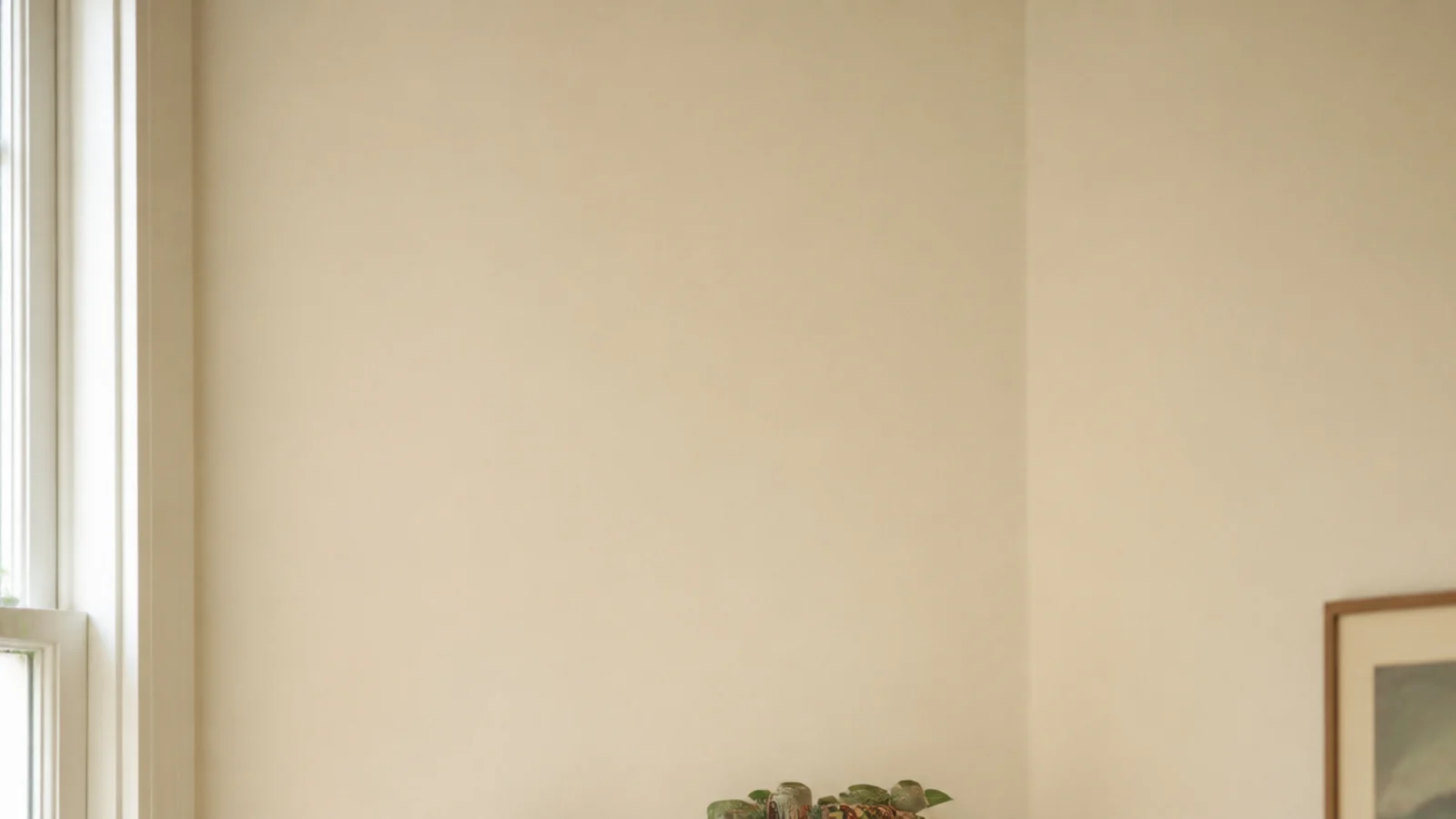 vertical image of shallow corner shelves for small spaces painted cream