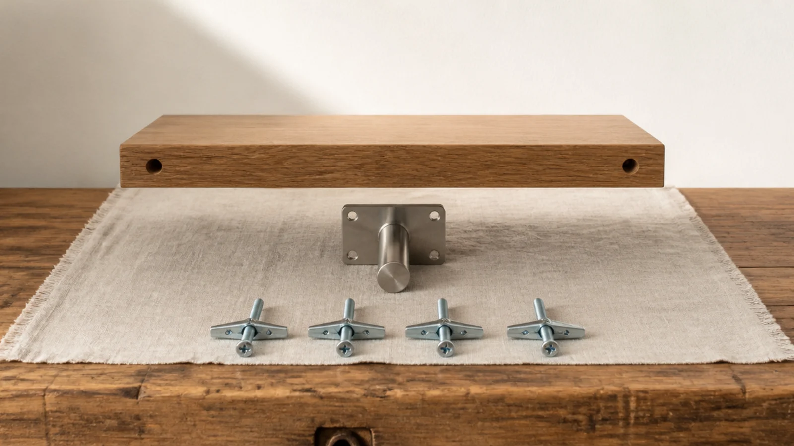 cutaway view of a concealed rod bracket inside a floating corner shelf