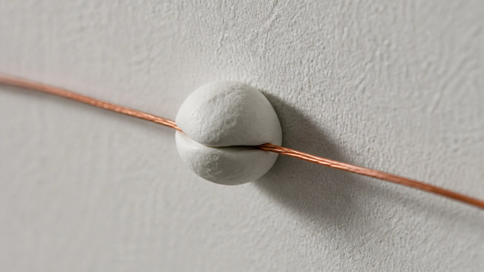 small ball of removable putty holding a fine light wire