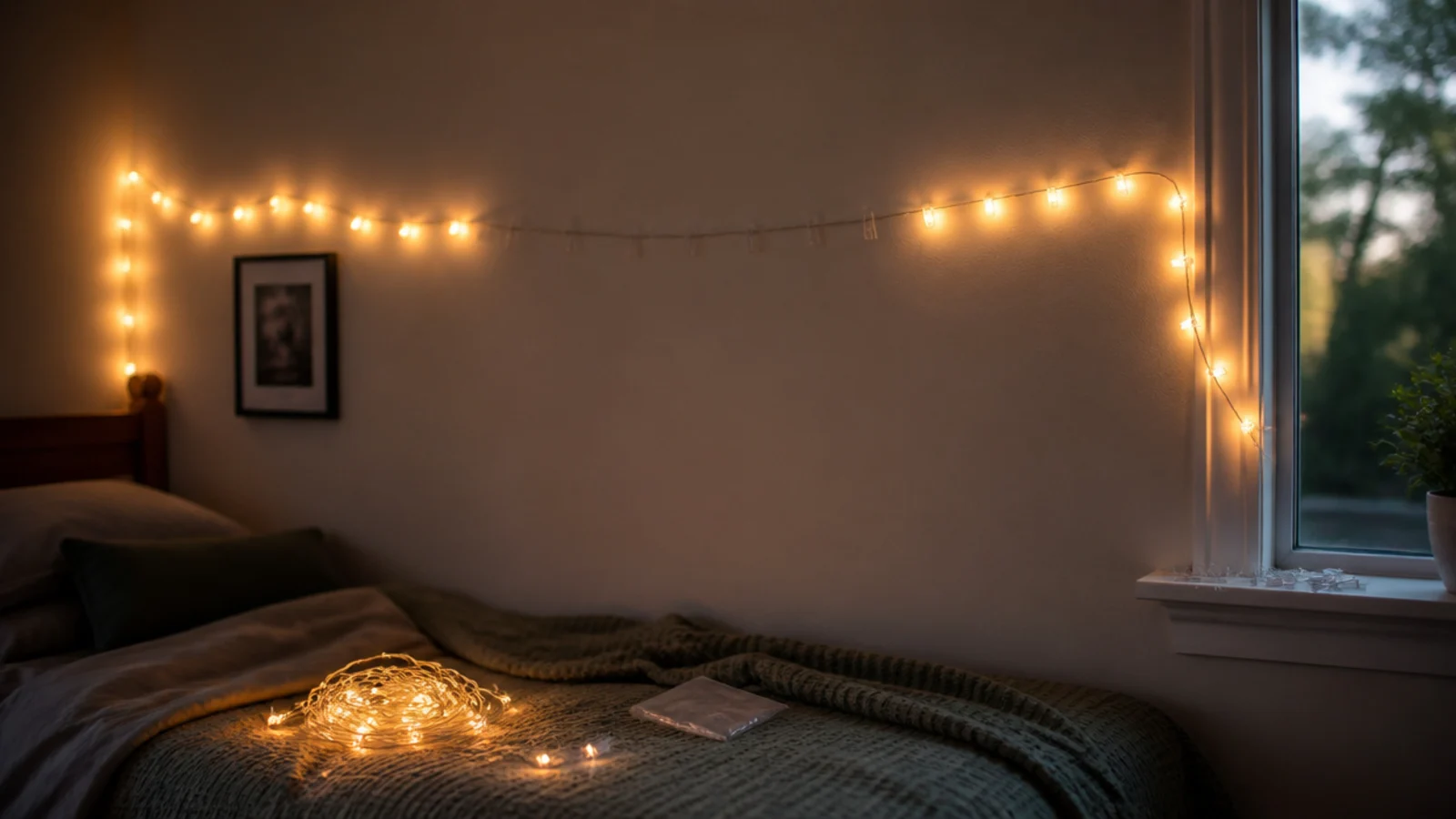 partly hung strand with an unlit dead section midway along