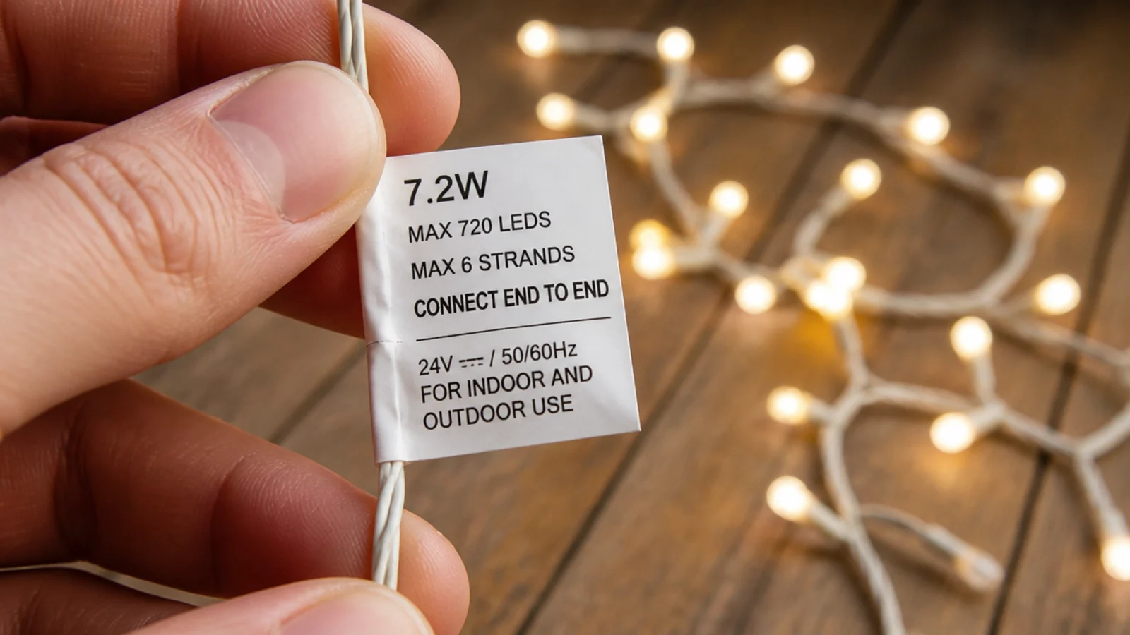 light strand tag showing the maximum number of connected sets