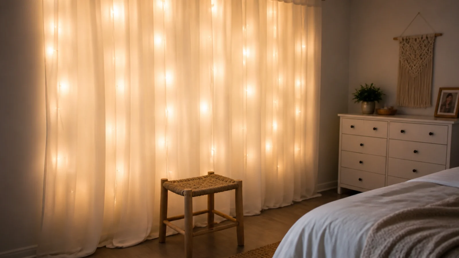 sheer panel glowing evenly with the light source hidden behind it