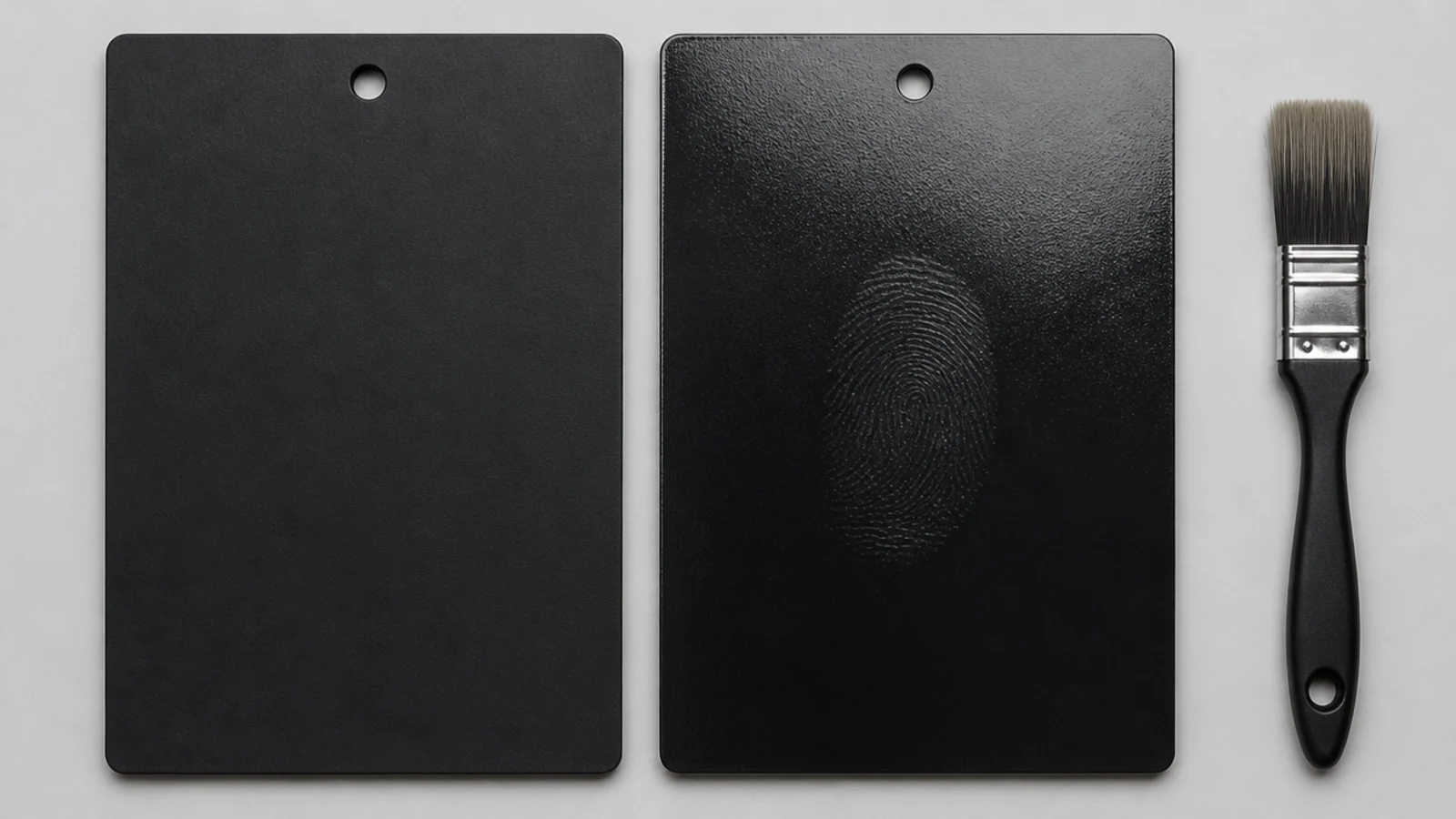 side by side comparison of matte and satin black shelf finishes