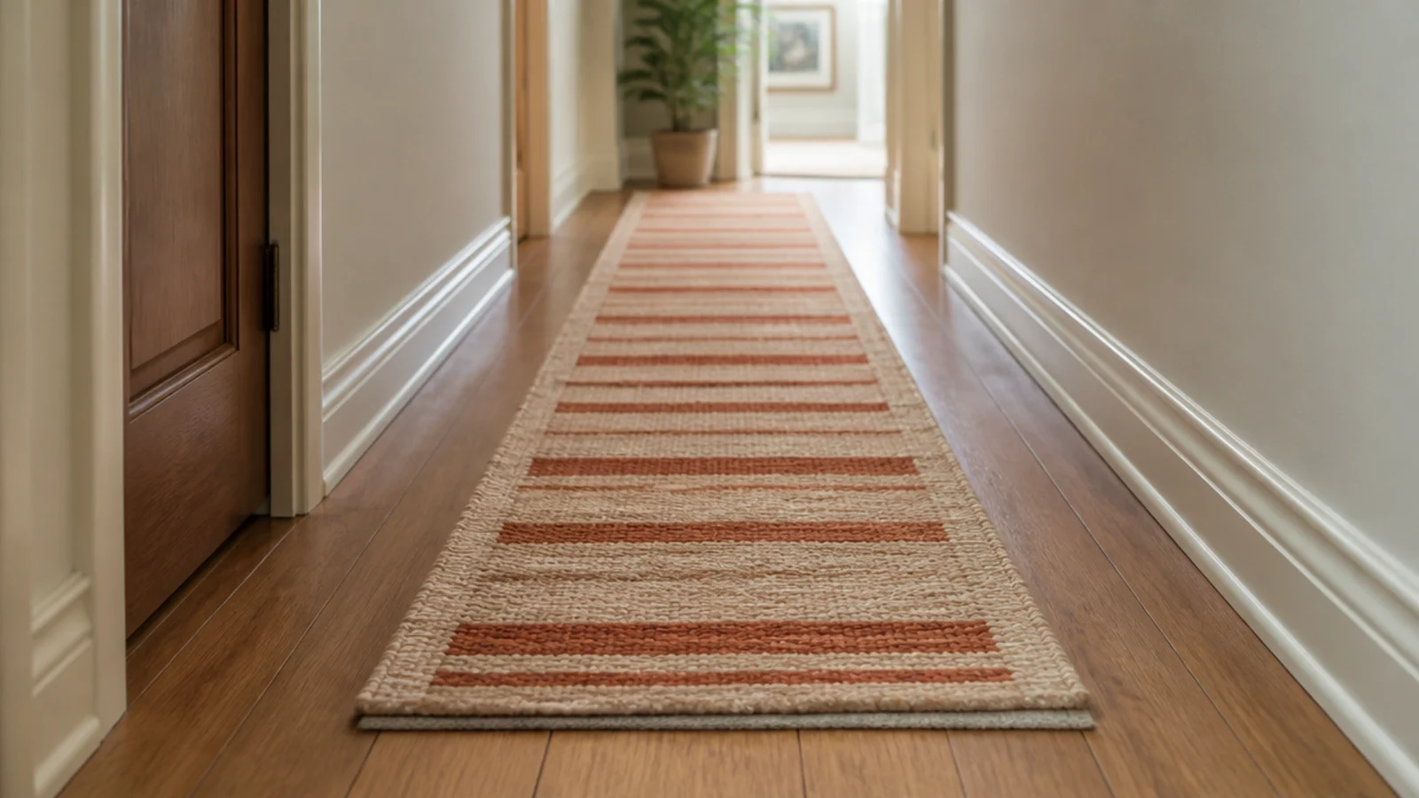 flat weave washable runner running the length of an entry hallway