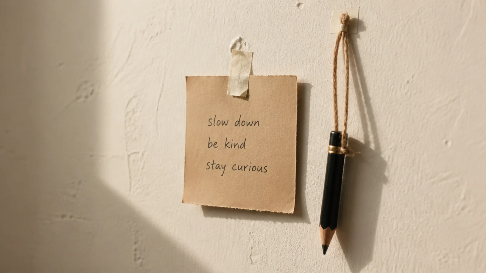 handwritten note listing entryway jobs taped to a bare plaster wall